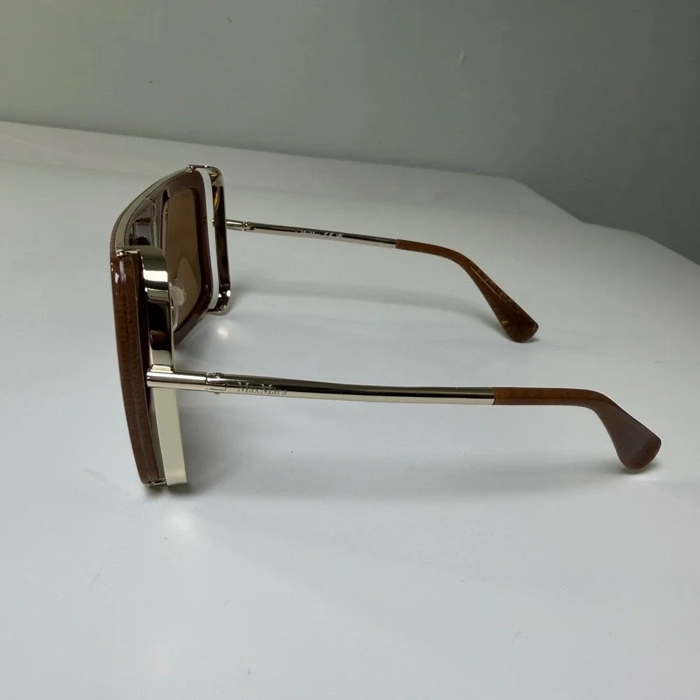 Max‎ Mara Jean MM0119 Jean Brown Textured Oversized Square Sunglasses  57-16-130